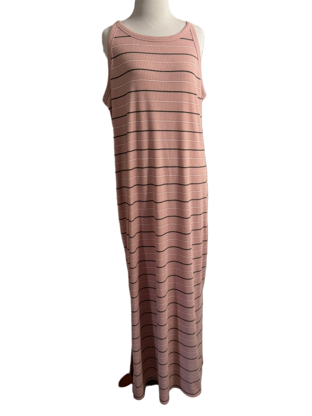 A New Day Pink Striped Ribbed Maxi Skirt
